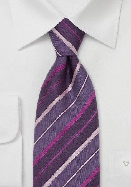 Striped Silk Tie in Lavender, Pink, Purple