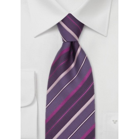 Striped Silk Tie in Lavender, Pink, Purple