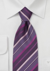 Striped Silk Tie in Lavender, Pink, Purple
