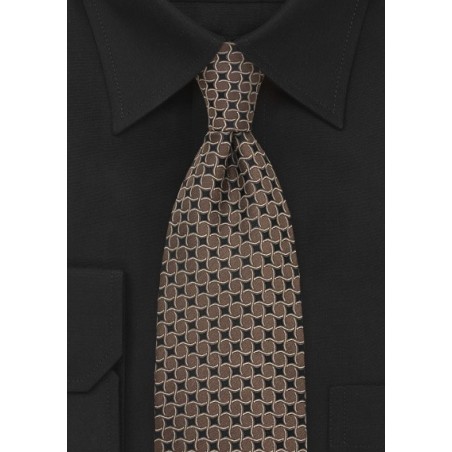 Brown and Black Designer Silk Tie