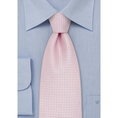 XL Length Silver Pink Silk Tie