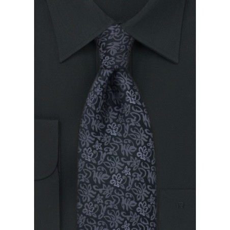 Black & Charcoal-Gray Silk Necktie
