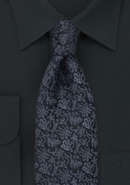 Black & Charcoal-Gray Silk Necktie