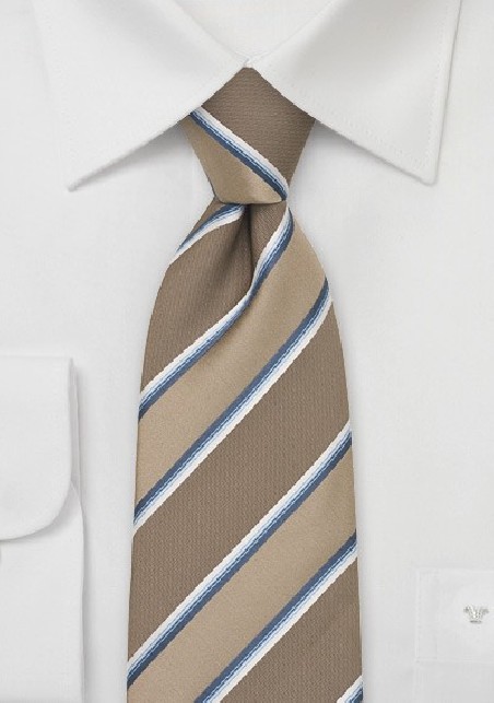 Beige-Brown Striped Mens Necktie