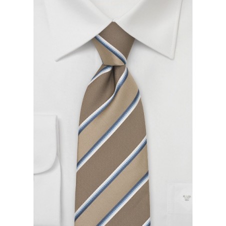 Beige-Brown Striped Mens Necktie