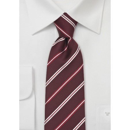 Maroon Striped Silk Tie by Cavallieri