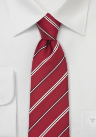 Deep-Red Striped Silk Necktie