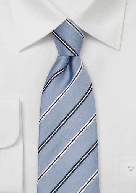 Light Blue Striped Silk Necktie