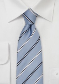 Light Blue Striped Silk Necktie