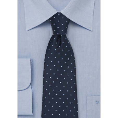 Navy Blue Polka Dot Tie by Chevalier