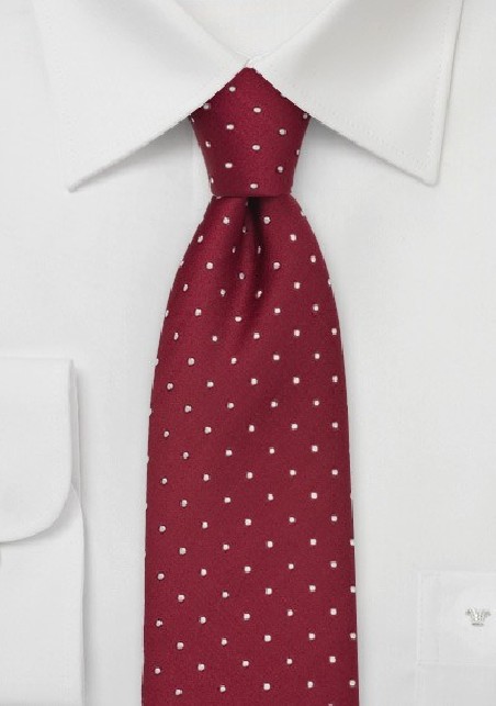Cherry-Red Polka Dot Silk Tie