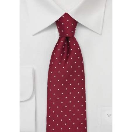 Cherry-Red Polka Dot Silk Tie
