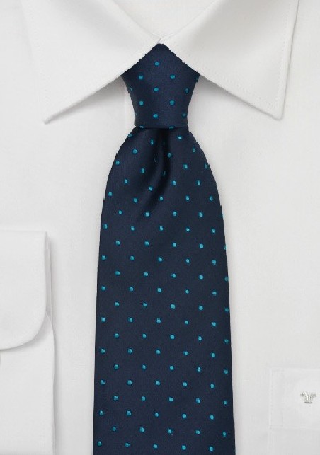 Navy and Turquoise Blue Polka Dot Tie