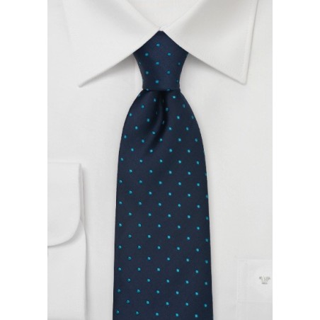 Navy and Turquoise Blue Polka Dot Tie