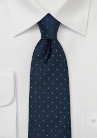 Navy and Turquoise Blue Polka Dot Tie