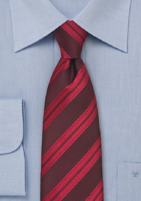 Ruby Red Striped Silk Tie