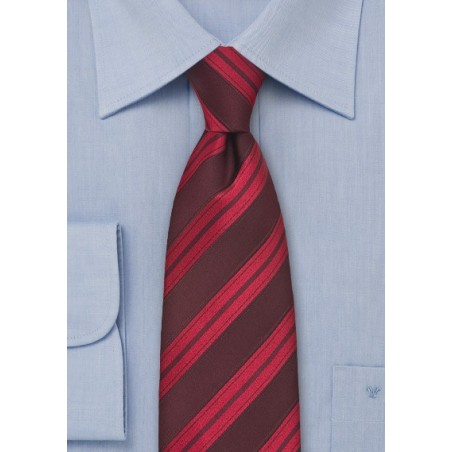 Ruby Red Striped Silk Tie