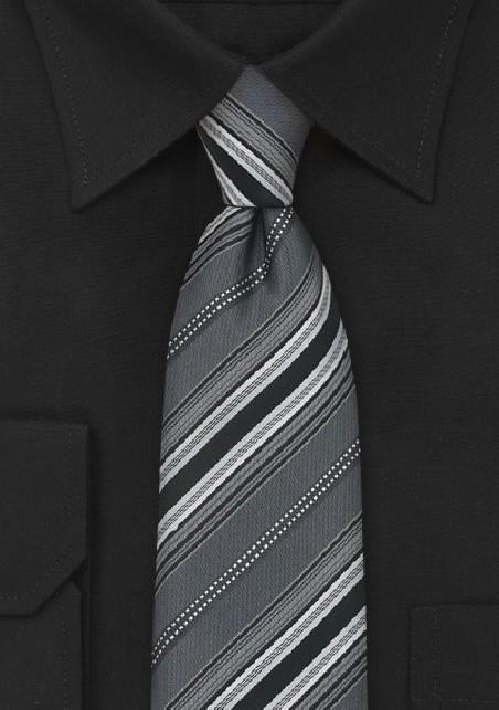 Steel-Gray Striped Silk Tie
