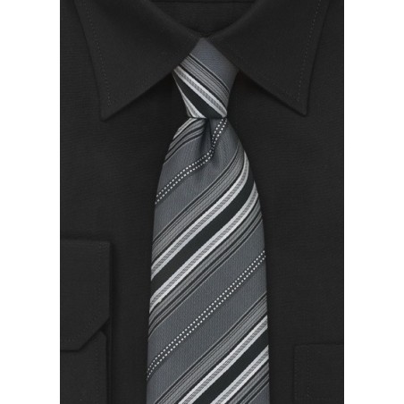 Steel-Gray Striped Silk Tie