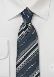 Mens Striped Tie in Gray Silver