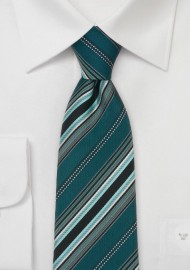 Pine Green Striped Silk Neck Tie