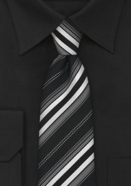 Modern Silver Black Striped Silk Tie