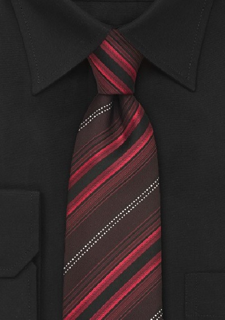 Modern Maroon-Red Striped Necktie