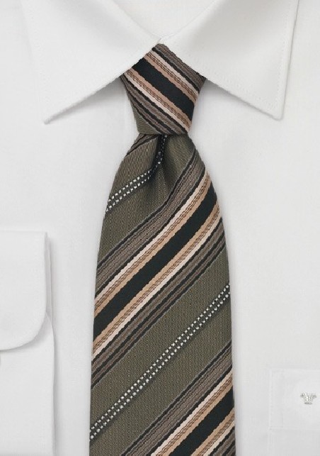 Striped Silk Tie in Gray, Bronze, Copper