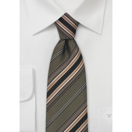 Striped Silk Tie in Gray, Bronze, Copper