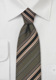 Striped Silk Tie in Gray, Bronze, Copper