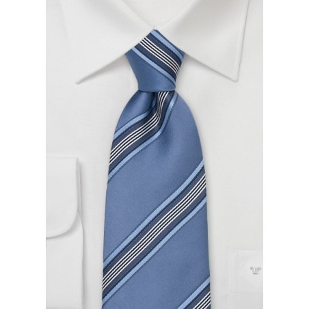 Royal Blue Striped Silk Necktie