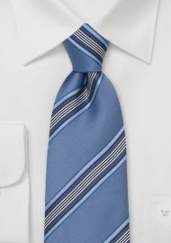 Royal Blue Striped Silk Necktie