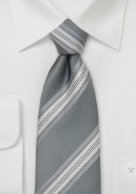 Gray Striped Silk Tie by Cavallieri