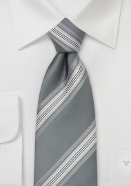 Gray Striped Silk Tie by Cavallieri