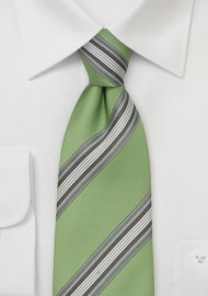 Mint Green Striped Silk Tie