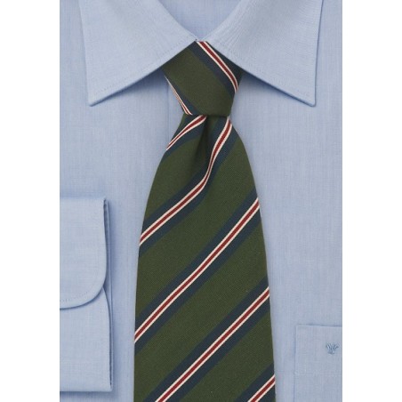 Striped Tie in British Racing Green