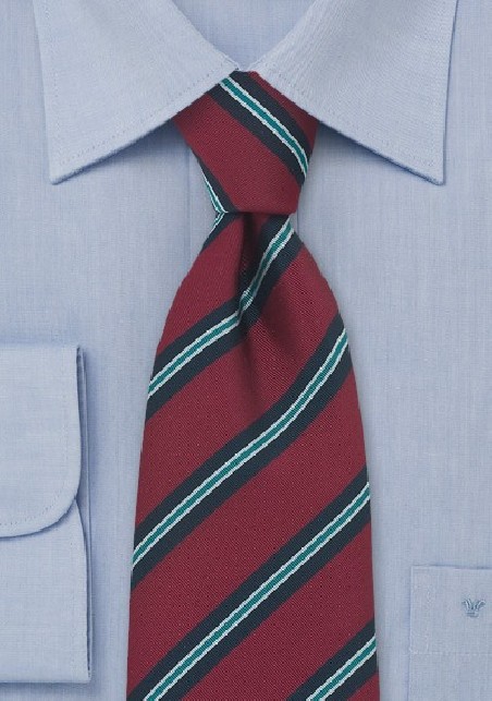 Wine Red Striped Silk Tie