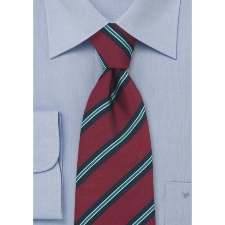 Wine Red Striped Silk Tie
