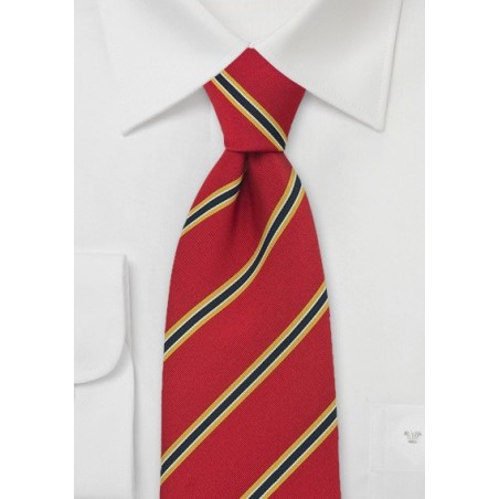British Striped Tie in Scarlet Red
