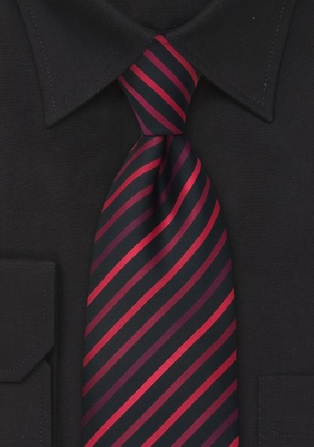 XL Striped Tie in Black and Red