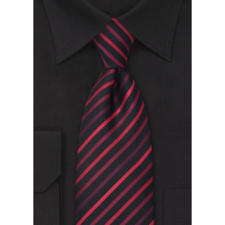 XL Striped Tie in Black and Red