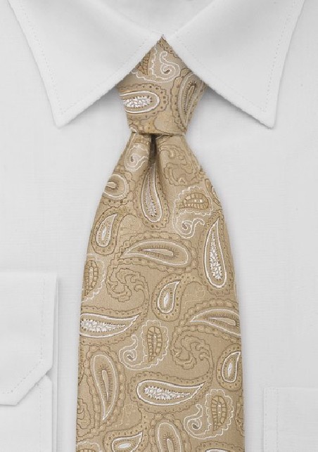 Golden Tan Paisley Necktie