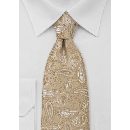 Golden Tan Paisley Necktie