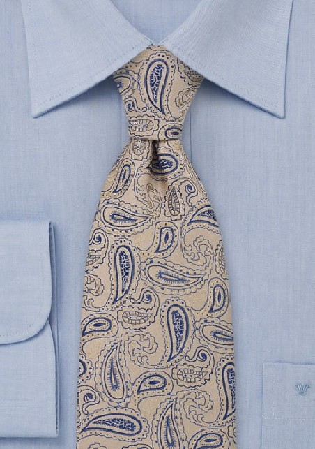Golden Tan Paisley Silk Tie