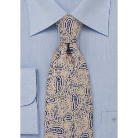 Golden Tan Paisley Silk Tie