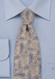 Golden Tan Paisley Silk Tie