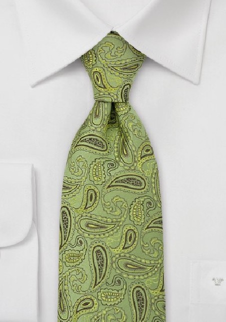 Green Paisley Silk Tie