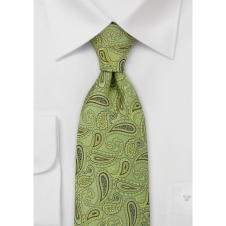 Green Paisley Silk Tie