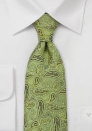 Green Paisley Silk Tie
