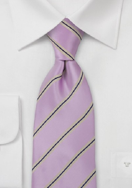 Lavender-Pink Striped Mens Tie